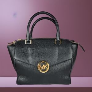 Michael Kors Hudson Black Large Leather Satchel